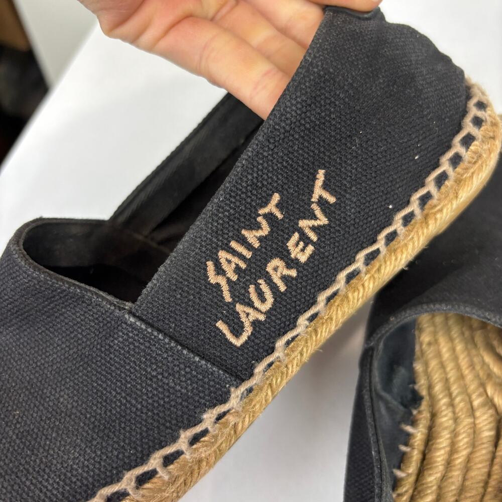 Saint Laurent Spellout Black Espadrilles Women's 7 - Picture 10 of 16